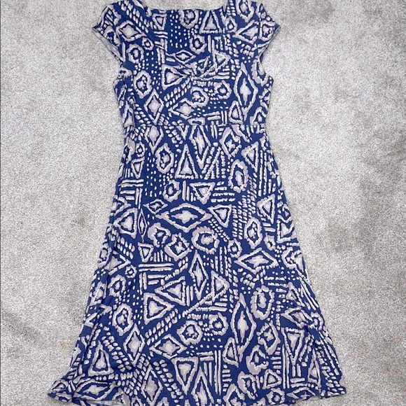 Blue Geometric Patterned Dress - Picture 1 of 5